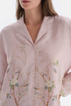 Açık Lila Metraj Baskılı Saten Gömlek Pijama Üstü