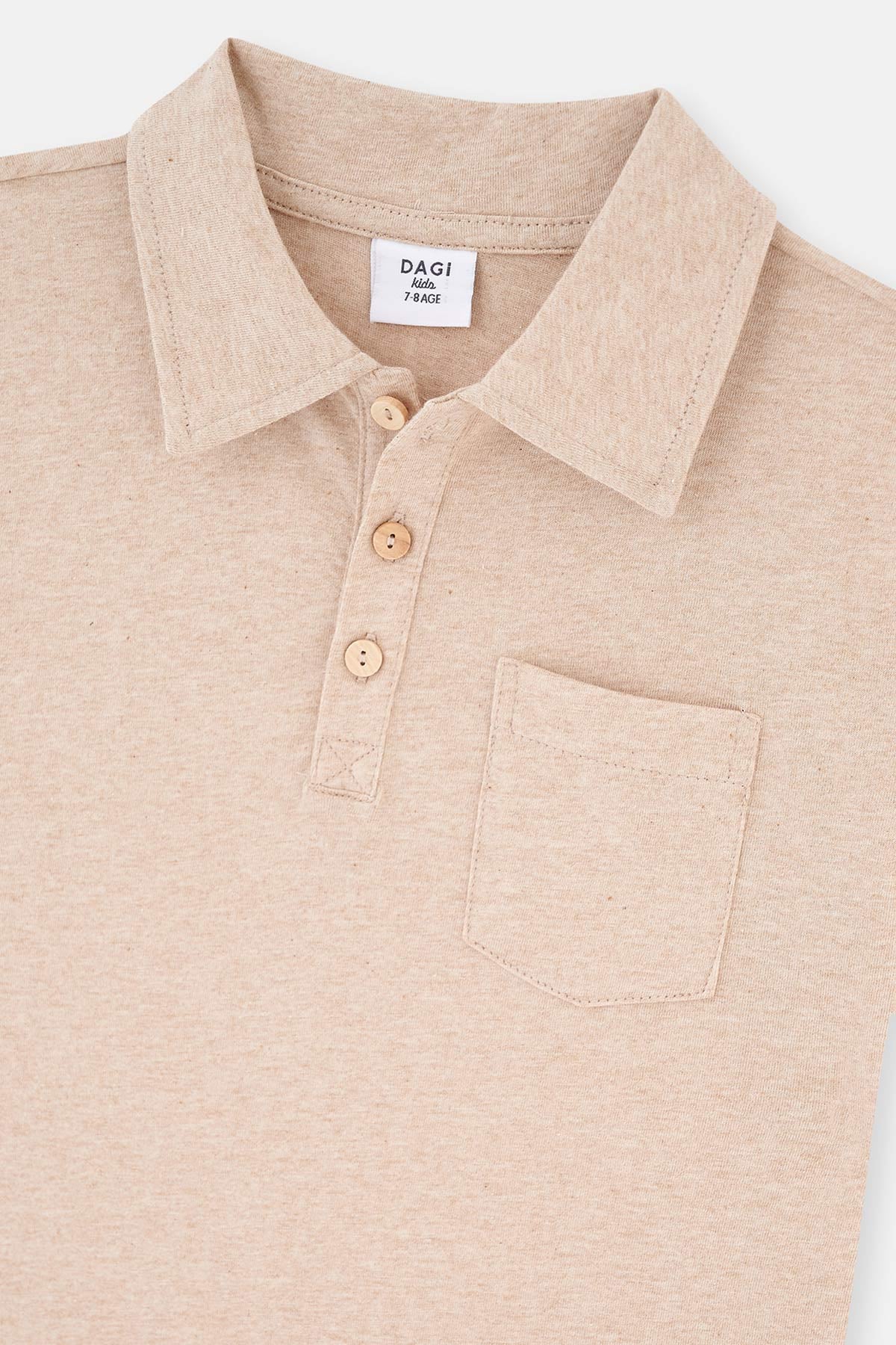 BROWN NATURAL COLORED LOCAL COTTON POLO COLLAR UNISEX T-SHIRT