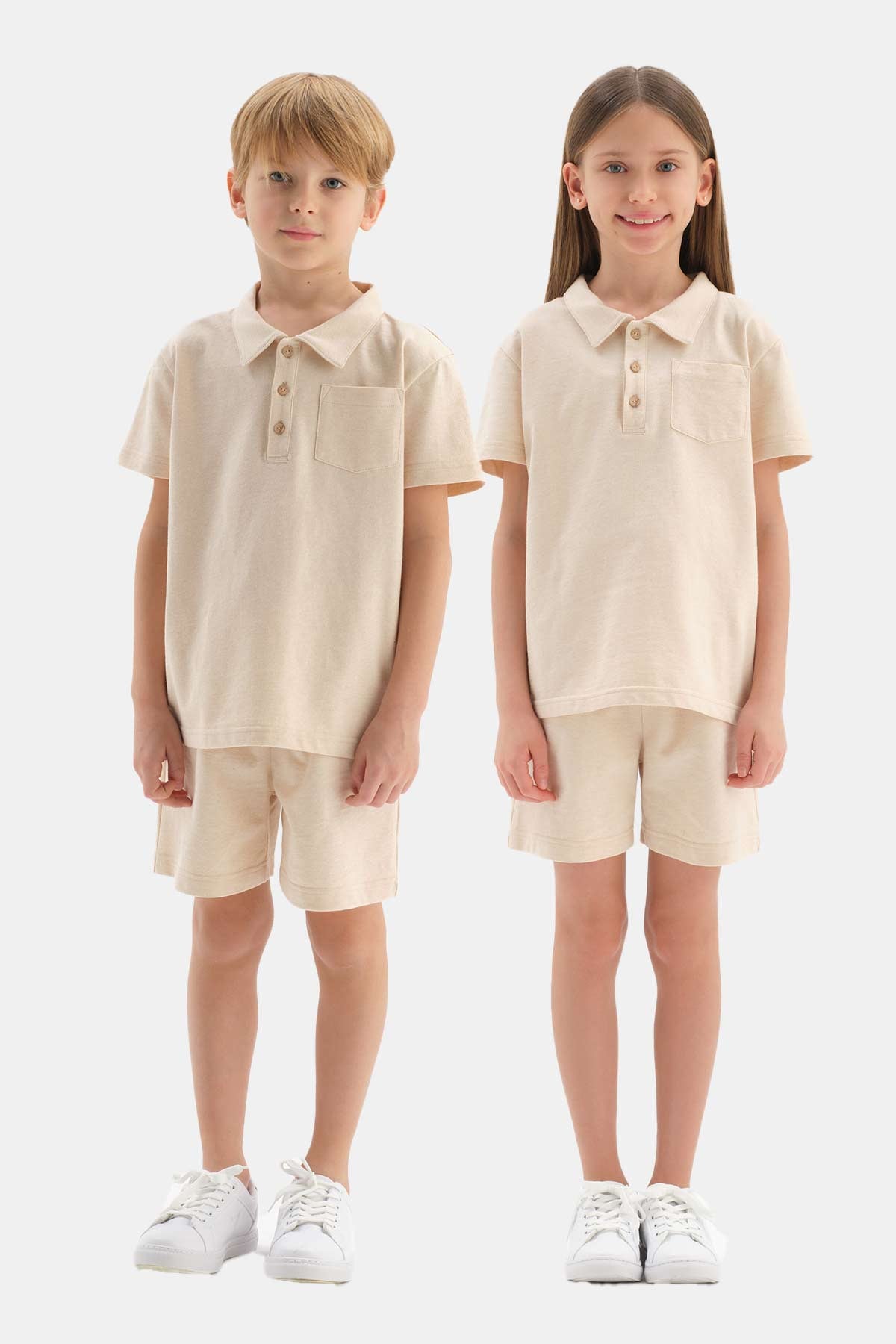 BEIGE NATURAL COLORED LOCAL COTTON TWO YARN UNISEX SHORTS