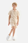 BEIGE NATURAL COLORED LOCAL COTTON TWO YARN UNISEX SHORTS