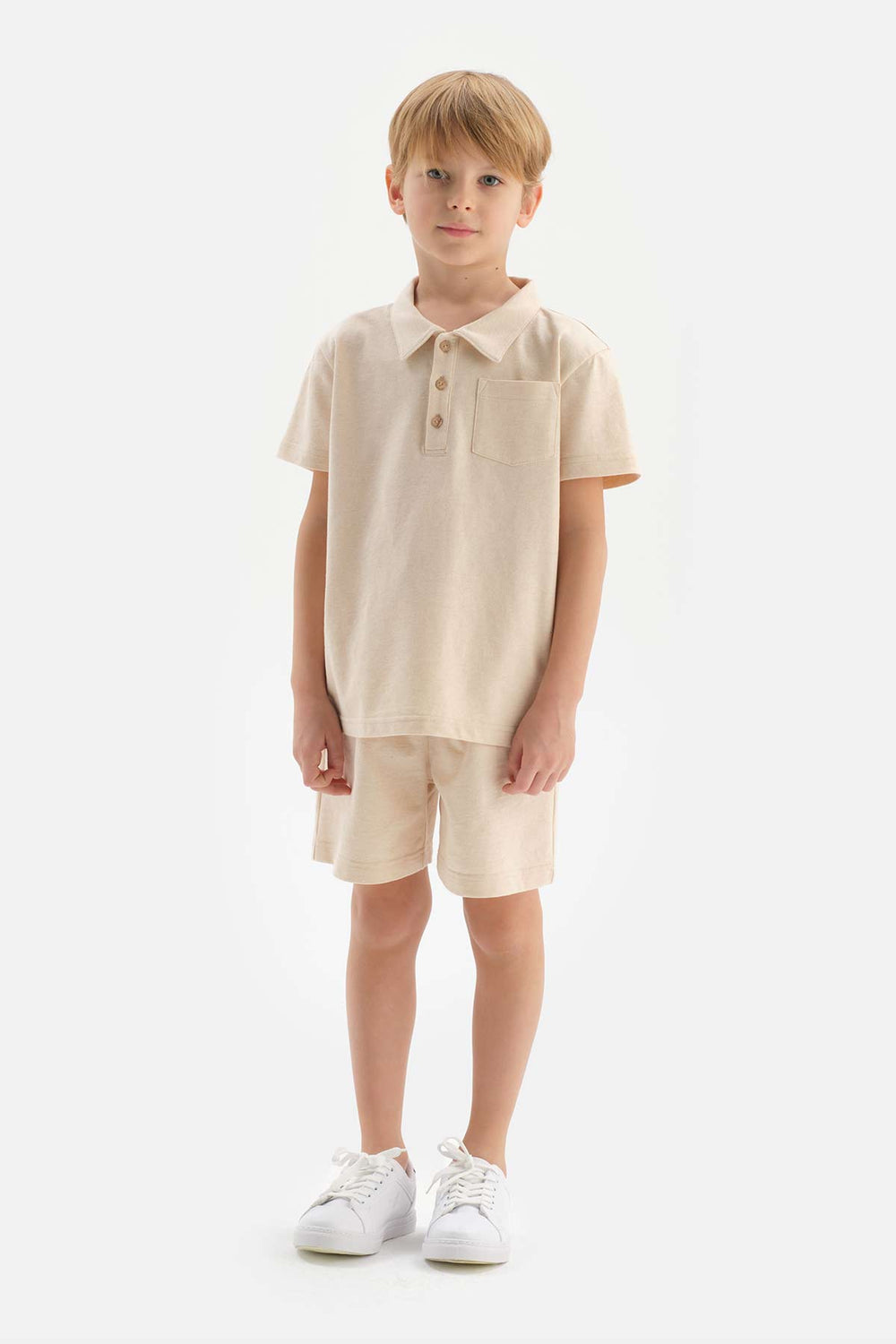 BEIGE NATURAL COLORED LOCAL COTTON TWO YARN UNISEX SHORTS