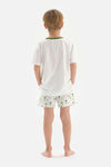 WHITE PALM PRINTED CREW-NECK SHORT SLEEVE T-SHIRT SHORTS PAJAMAS SUIT