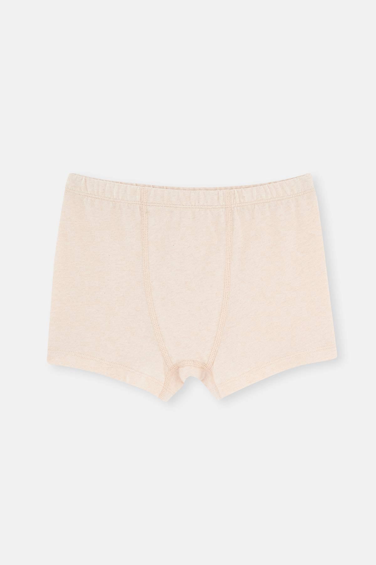 Bej Melanj - Kahve Melanj 2'Li Erkek Çocuk Pamuk Boxer