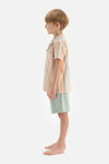 MULTICOLOUR SHIRT COLLAR STRIPED SHORT SLEEVE SHORTS PAJAMA SUIT