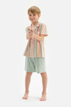 MULTICOLOUR SHIRT COLLAR STRIPED SHORT SLEEVE SHORTS PAJAMA SUIT