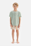 MINT HALF-PLOT EMBROIDERY DETAILED T-SHIRT SHORTS PAJAMAS SUIT