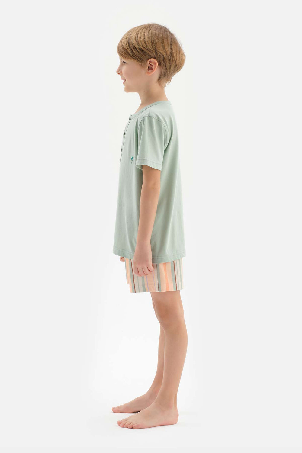 MINT HALF-PLOT EMBROIDERY DETAILED T-SHIRT SHORTS PAJAMAS SUIT