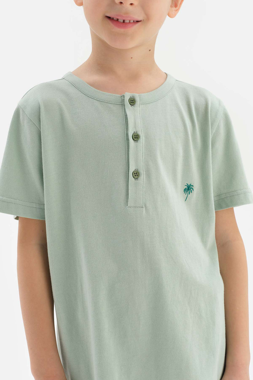 MINT HALF-PLOT EMBROIDERY DETAILED T-SHIRT SHORTS PAJAMAS SUIT