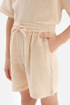 Bej Erkek Çocuk Müslin Şort