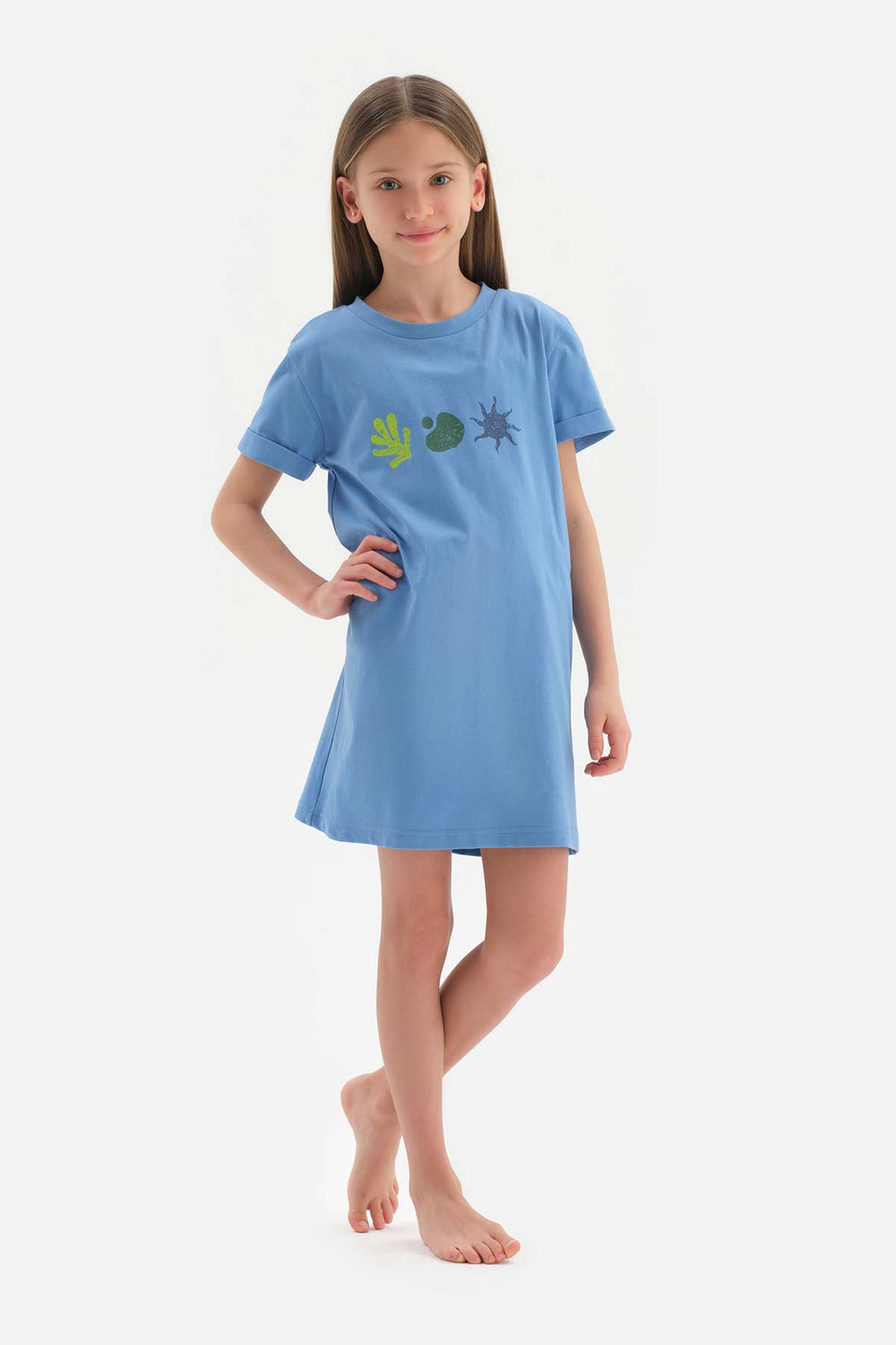 BLUE CORAL PRINTED SHORT SLEEVE NIGHTWEIGHT