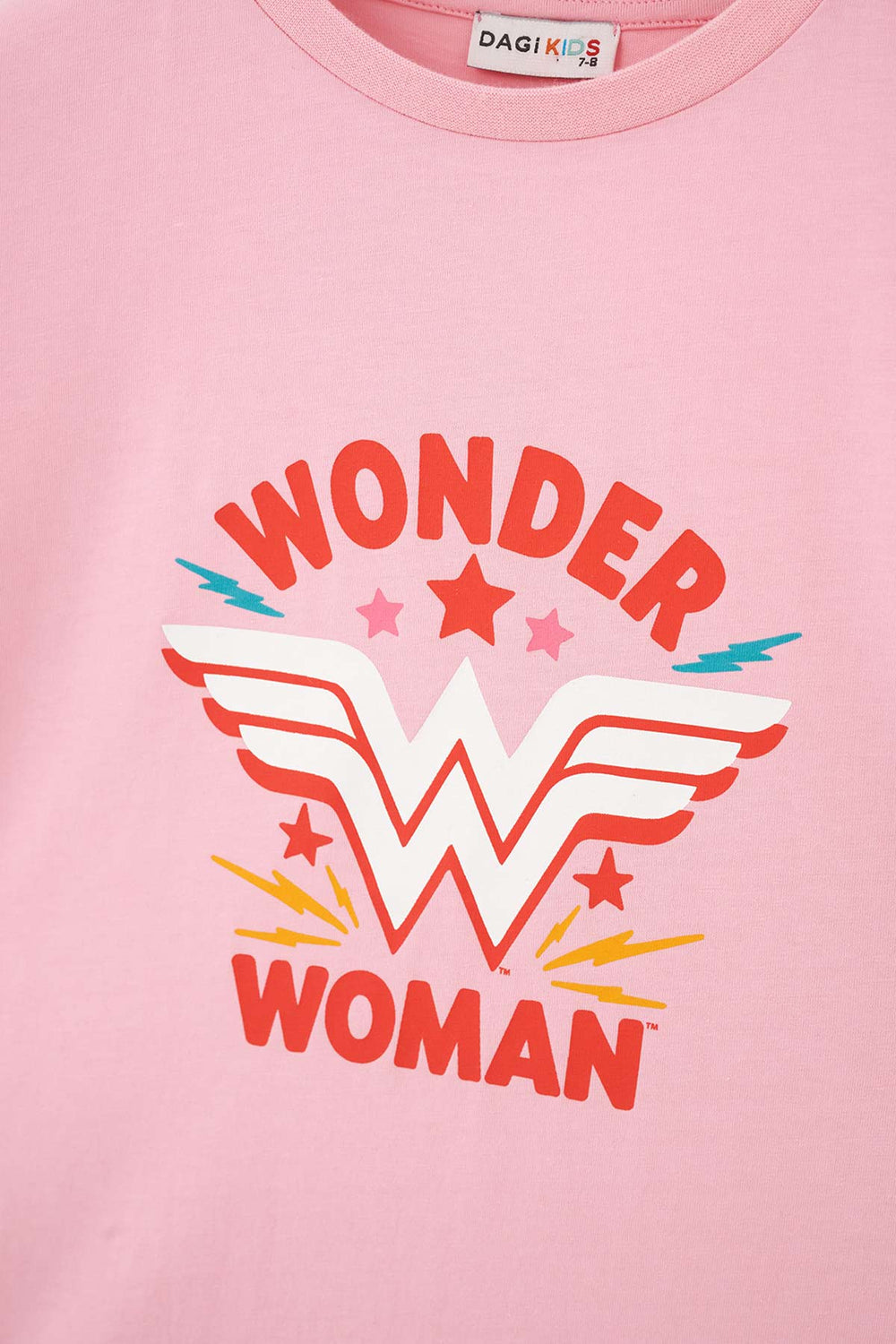 PINK WONDER WOMAN PRINTED SHORT SLEEVE T-SHIRT SHORTS PAJAMAS SUIT