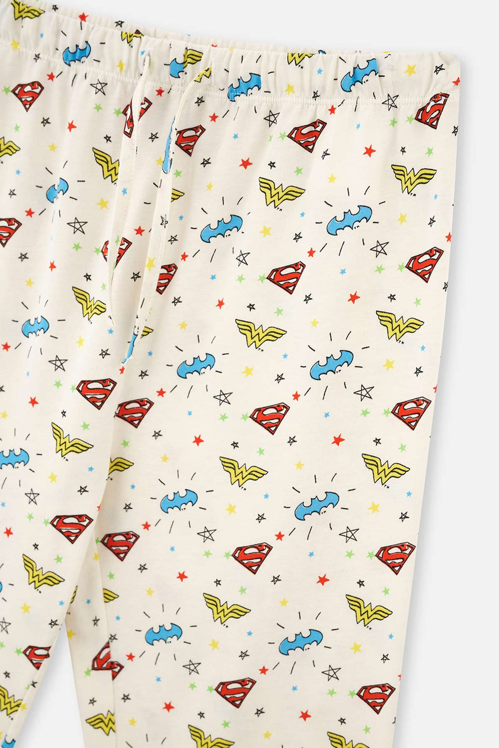 ECRU WONDER WOMAN PRINTED SHORT SLEEVE T-SHIRT PANTS PAJAMAS SUIT