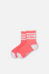 Pembe Kız Çocuk Cutıe Jakarlı Çorap