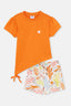 ORANGE LINING DETAILED SHORT SLEEVE T-SHIRT SHORTS PAJAMAS SUIT