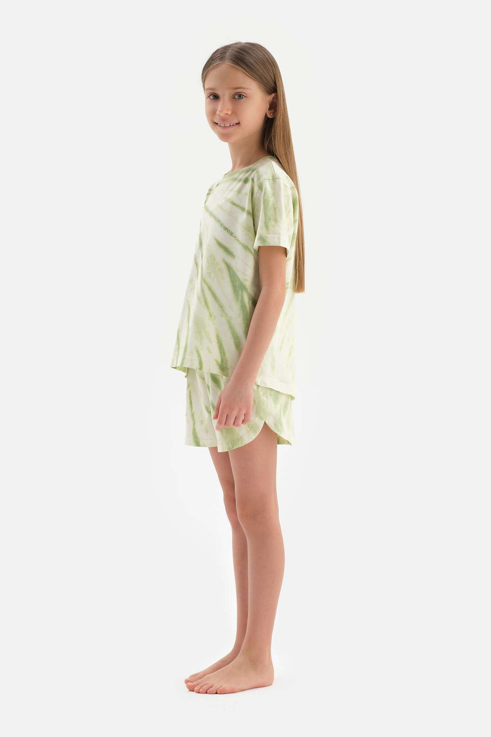 LIGHT GREEEN SIZE PRINTED SHORT SLEEVE T-SHIRT SHORTS PAJAMAS SUIT