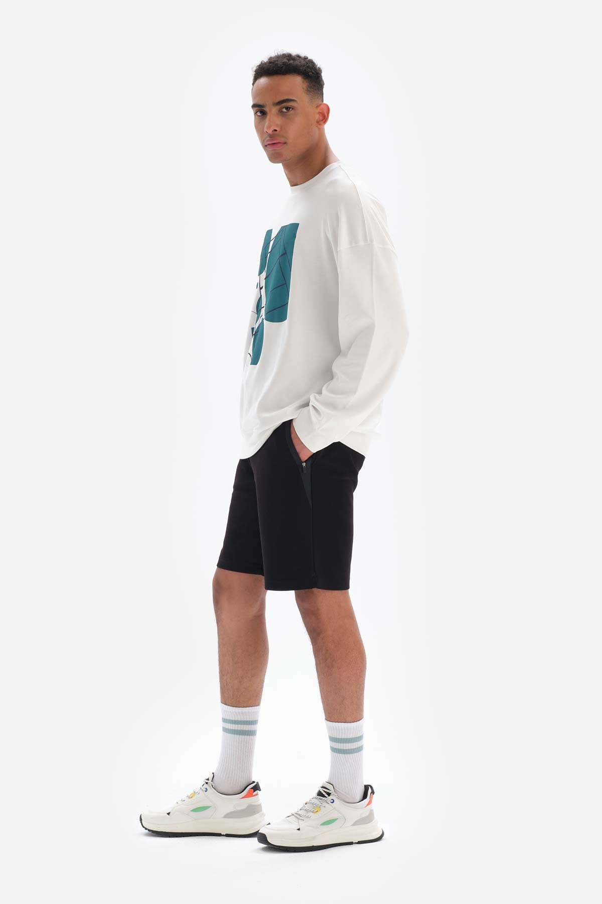 Beyaz Dagi Active is Baskılı Pamuklu Sweatshirt