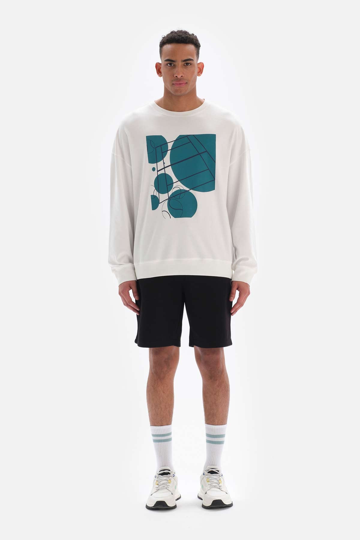 Beyaz Dagi Active is Baskılı Pamuklu Sweatshirt