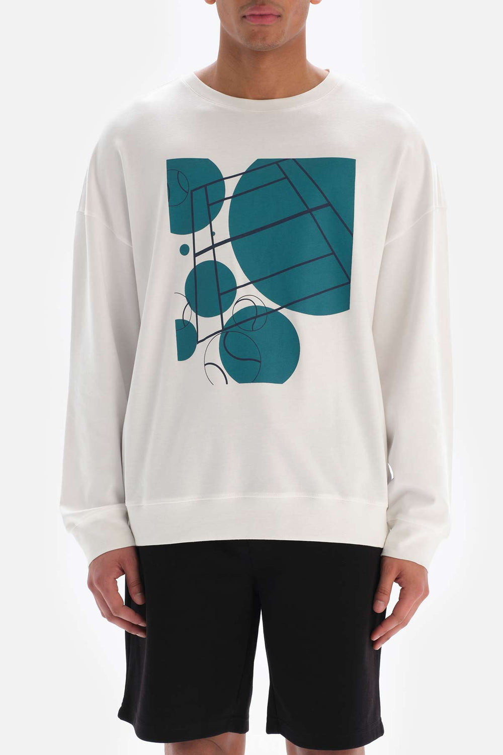 Beyaz Dagi Active is Baskılı Pamuklu Sweatshirt