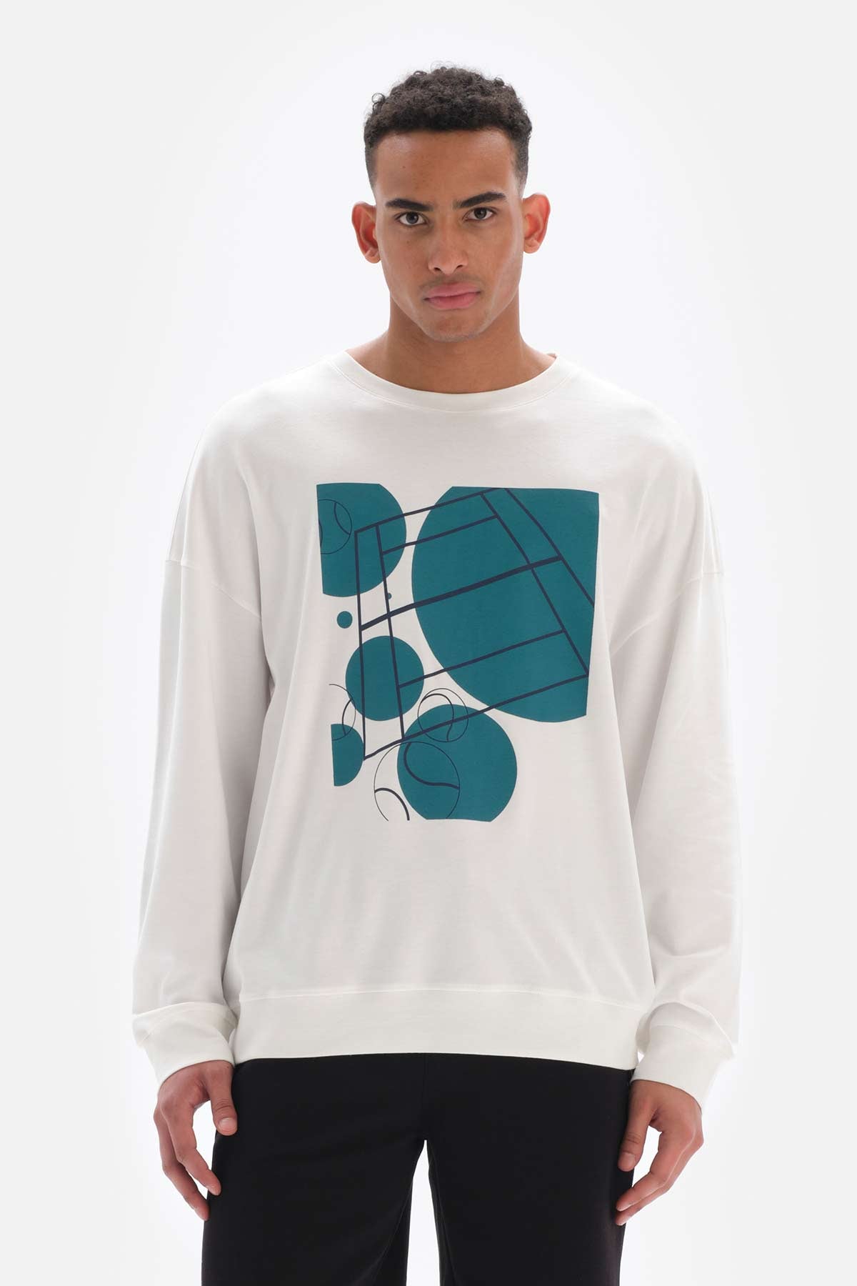 Beyaz Dagi Active is Baskılı Pamuklu Sweatshirt