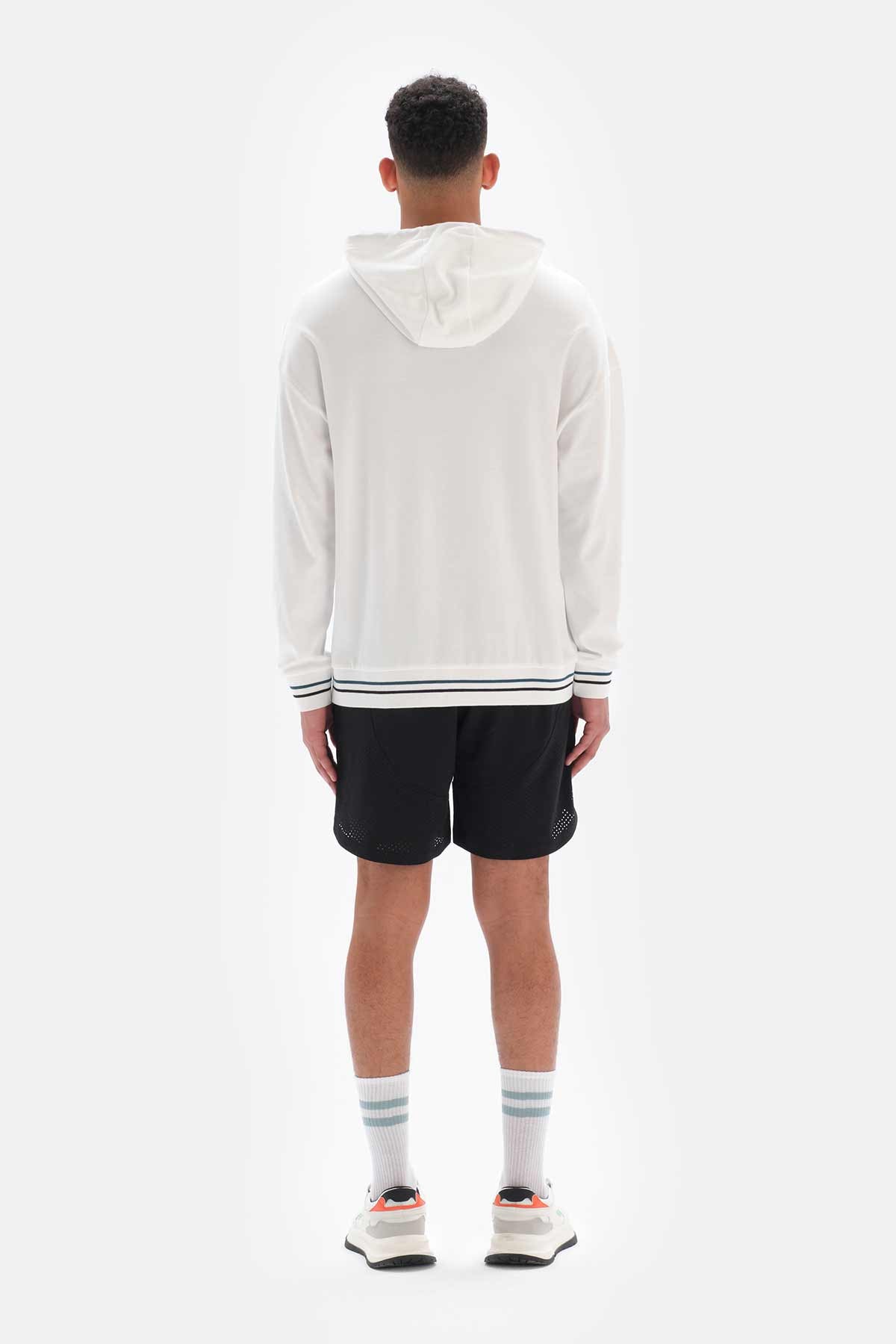 Beyaz Dagi Active Kapüşonlu Pamuklu Sweatshirt