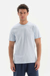 LIGHT BLUE CREW-NECK COTTON INTERLOCK SHORT SLEEVE T-SHIRT