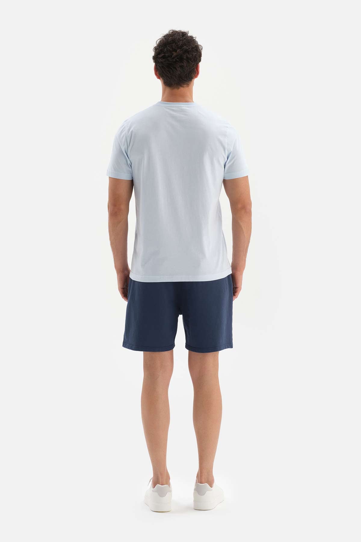 LIGHT BLUE CREW-NECK COTTON INTERLOCK SHORT SLEEVE T-SHIRT