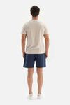 BEIGE CREW-NECK COTTON INTERLOCK SHORT SLEEVE T-SHIRT