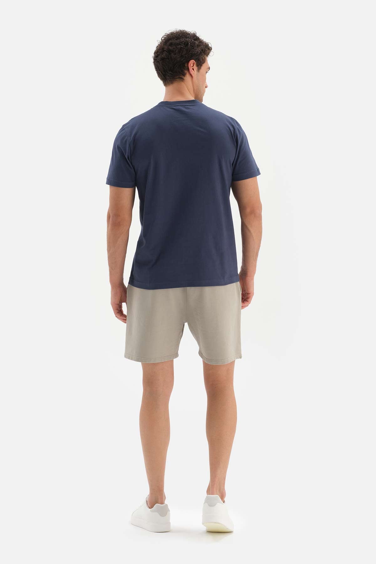 NAVY CREW-NECK COTTON INTERLOCK SHORT SLEEVE T-SHIRT