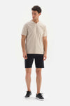 Bej V Yaka Basic Supima T-Shirt