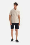 BEIGE V-NECK BASIC SUPIMA T-SHIRT