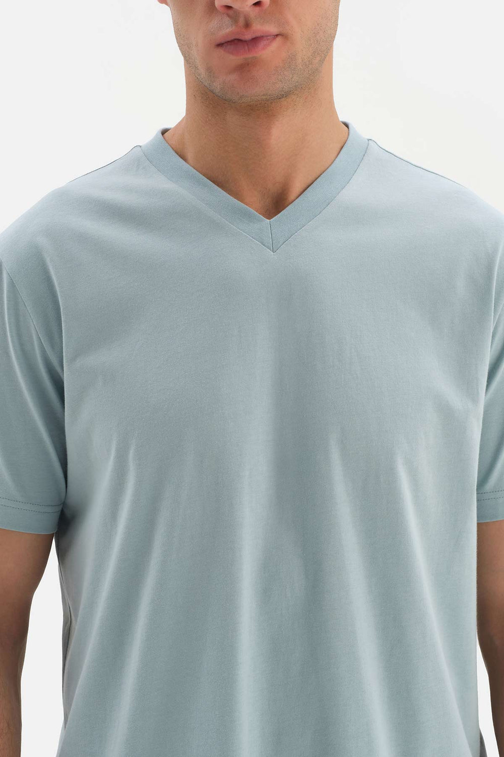 BLUE V-NECK BASIC SUPIMA T-SHIRT
