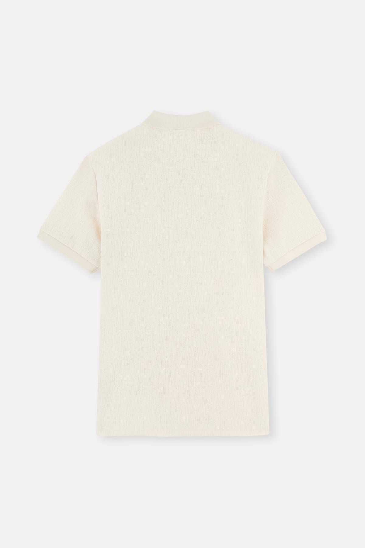 ECRU SPRAY JACQUARD POLO T-SHIRT