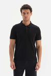 BLACK SPRAY JACQUARD POLO T-SHIRT