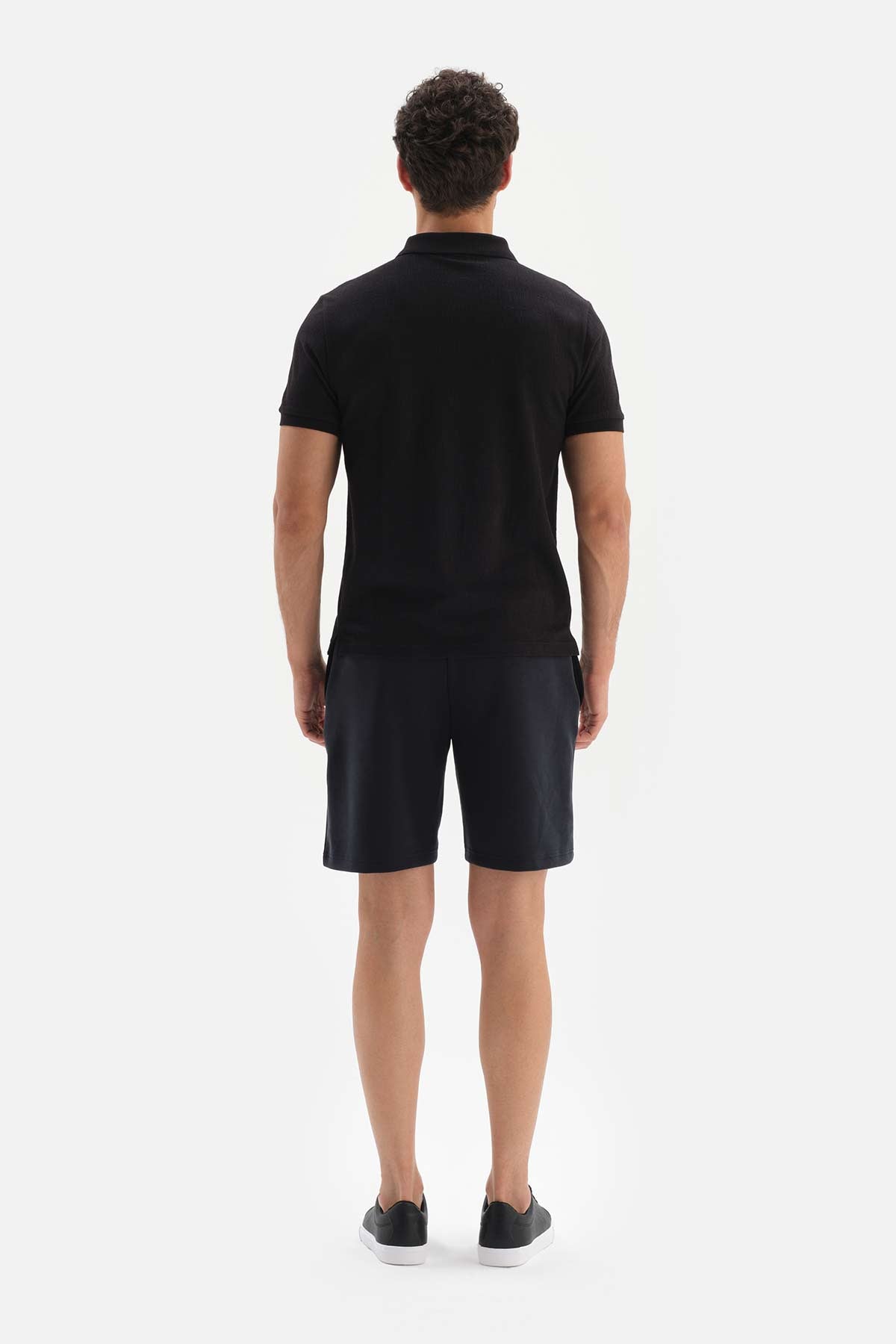 BLACK SPRAY JACQUARD POLO T-SHIRT
