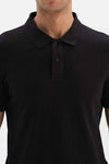 BLACK SPRAY JACQUARD POLO T-SHIRT