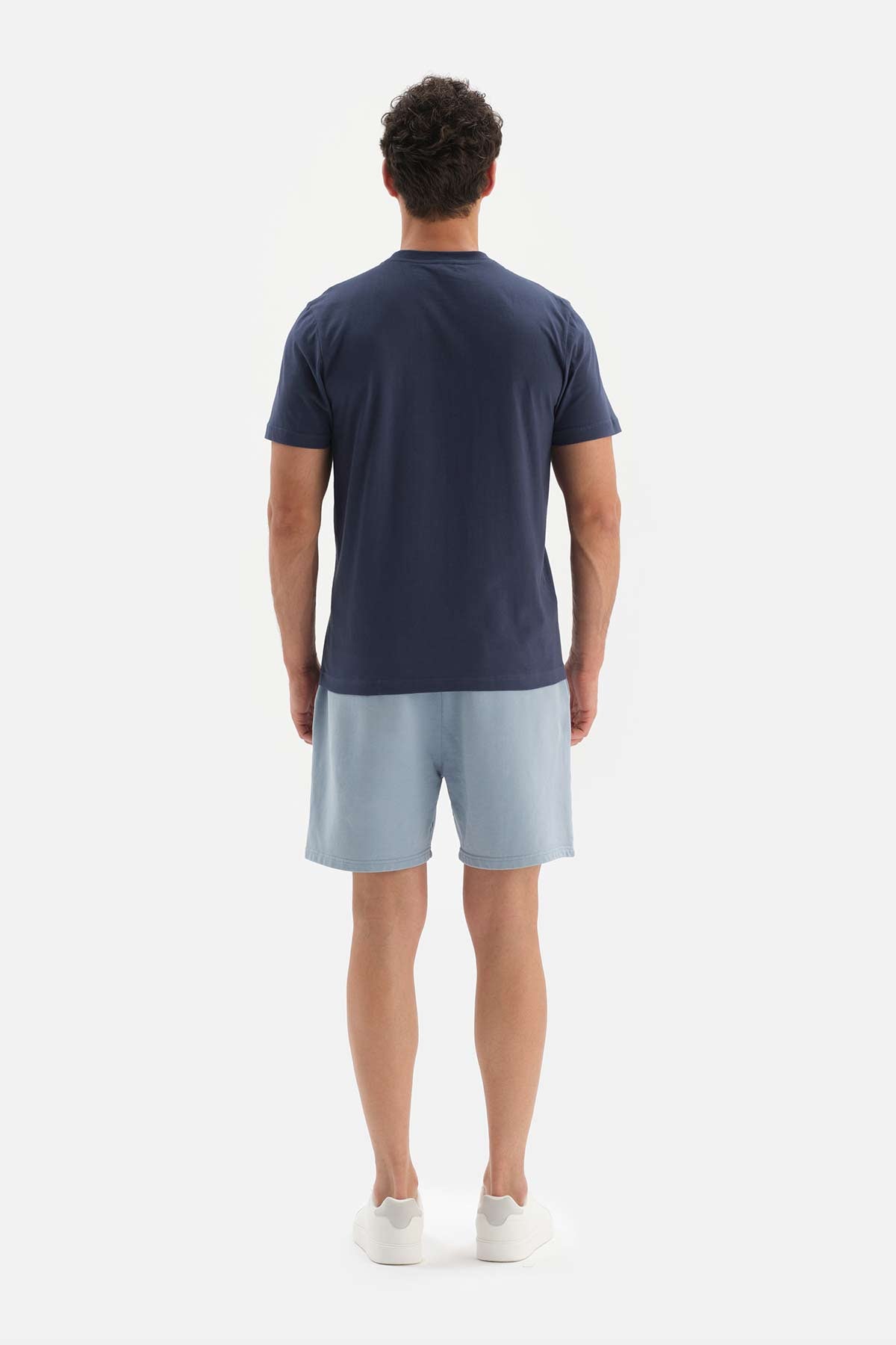 LIGHT BLUE DOUBLE-KNIT FABRIC SHORTS