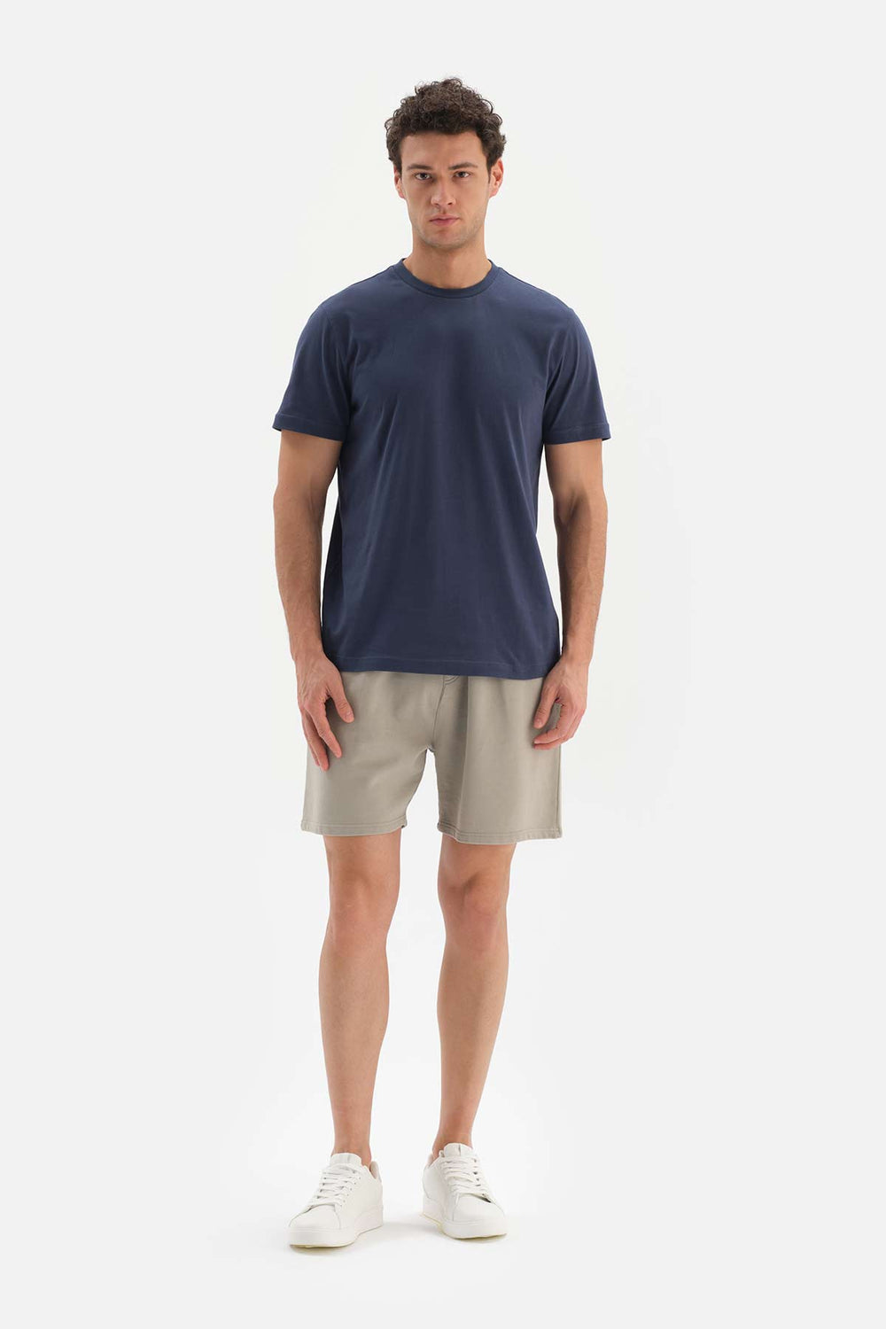 BEIGE DOUBLE-KNIT FABRIC SHORTS