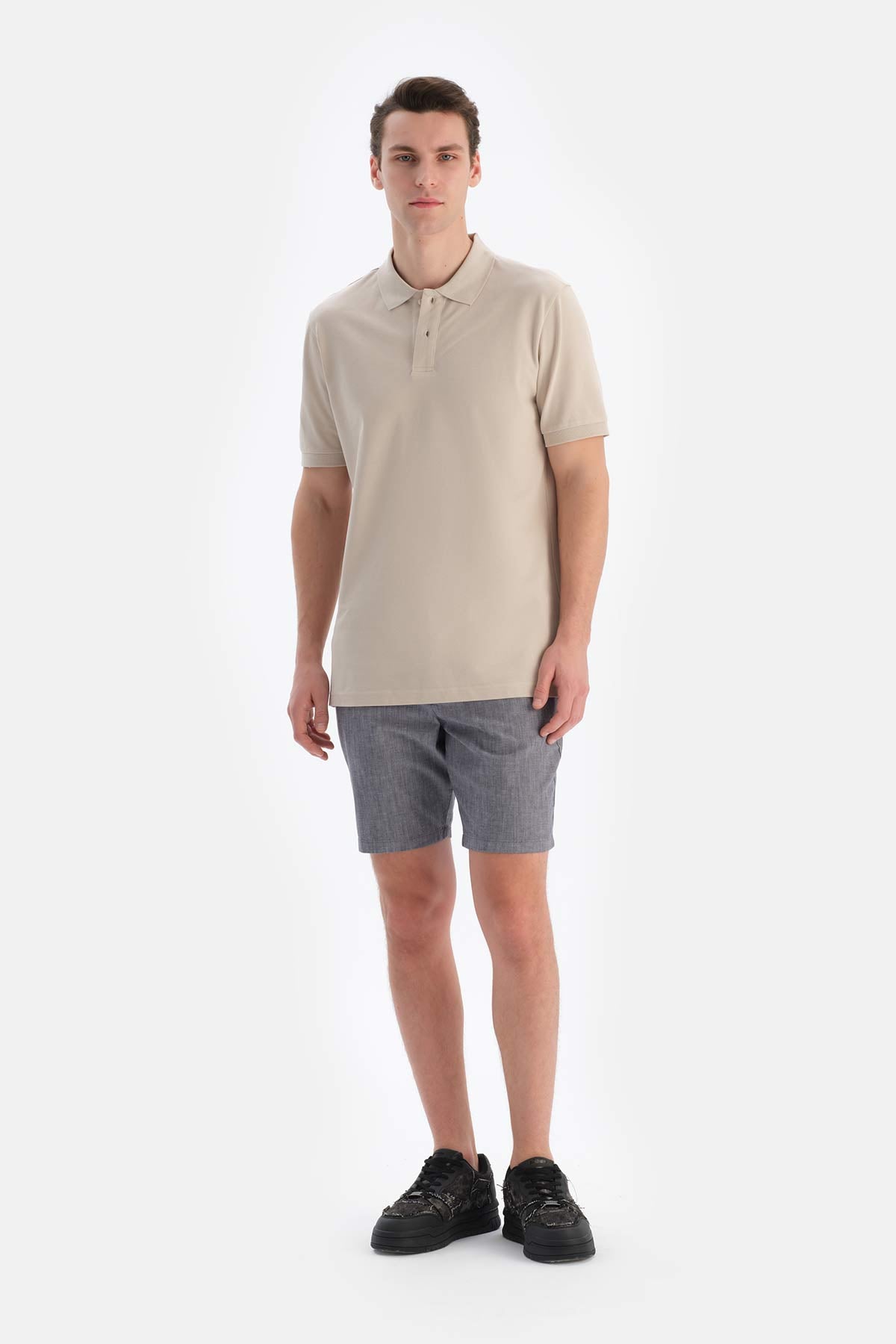 Lacivert Dokuma Şort