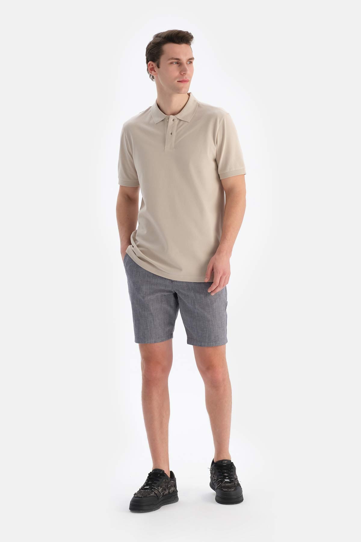 Lacivert Dokuma Şort