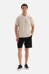 BLACK FAKE CUPRO TWO THREAD SHORTS