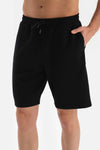 BLACK FAKE CUPRO TWO THREAD SHORTS