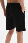 BLACK FAKE CUPRO TWO THREAD SHORTS