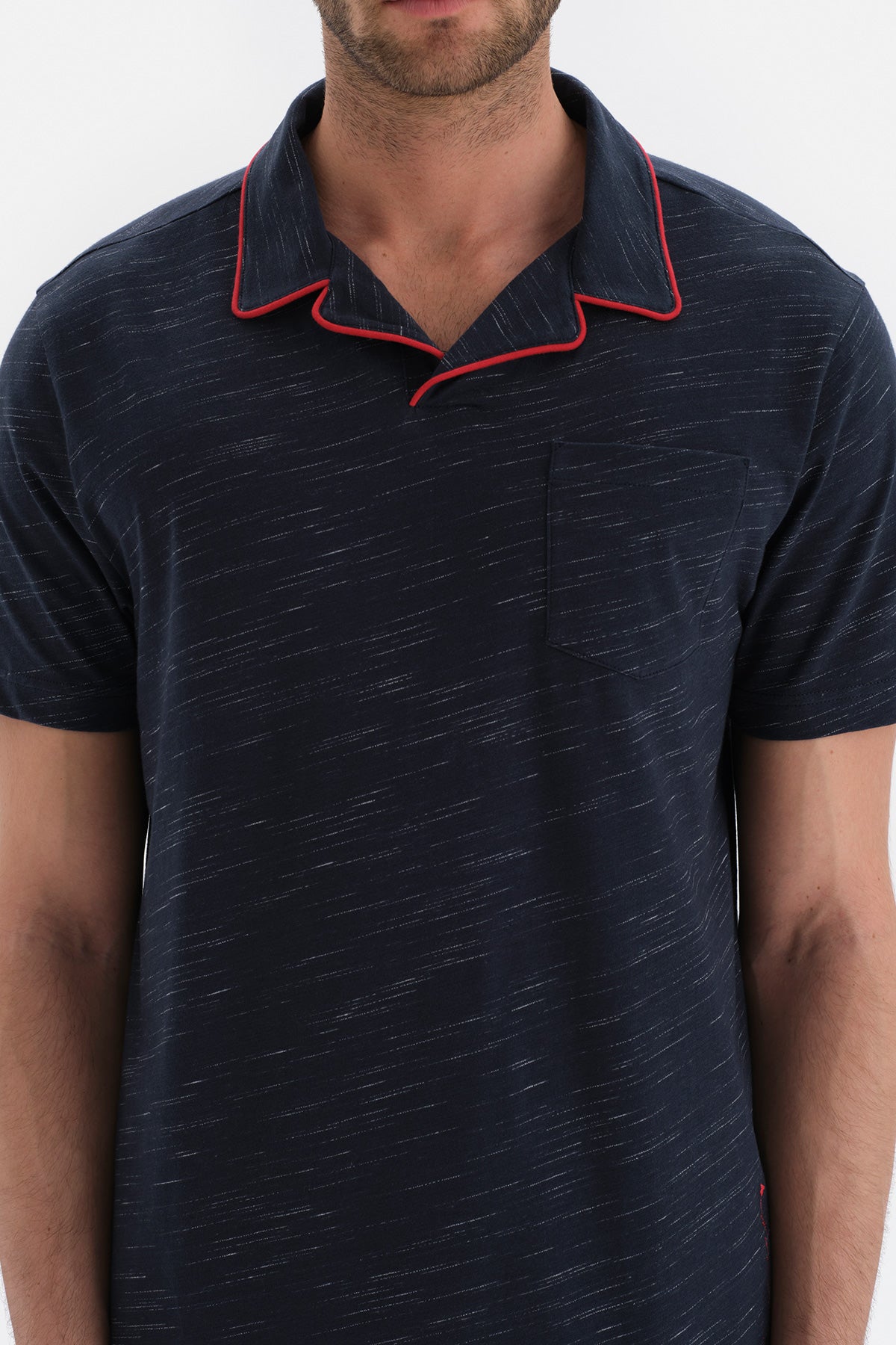 Lacivert Nakış Detaylı Pamuklu Şortlu Pijama Takımı