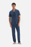 NAVY SHIRT COLLAR PRINTED PAJAMAS