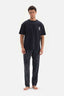 NAVY CREW-NECK PATTERNED KNITTED PAJAMAS