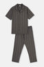 ANTHRACITE SHIRT COLLAR STRIPED KNITTED PAJAMAS SUIT
