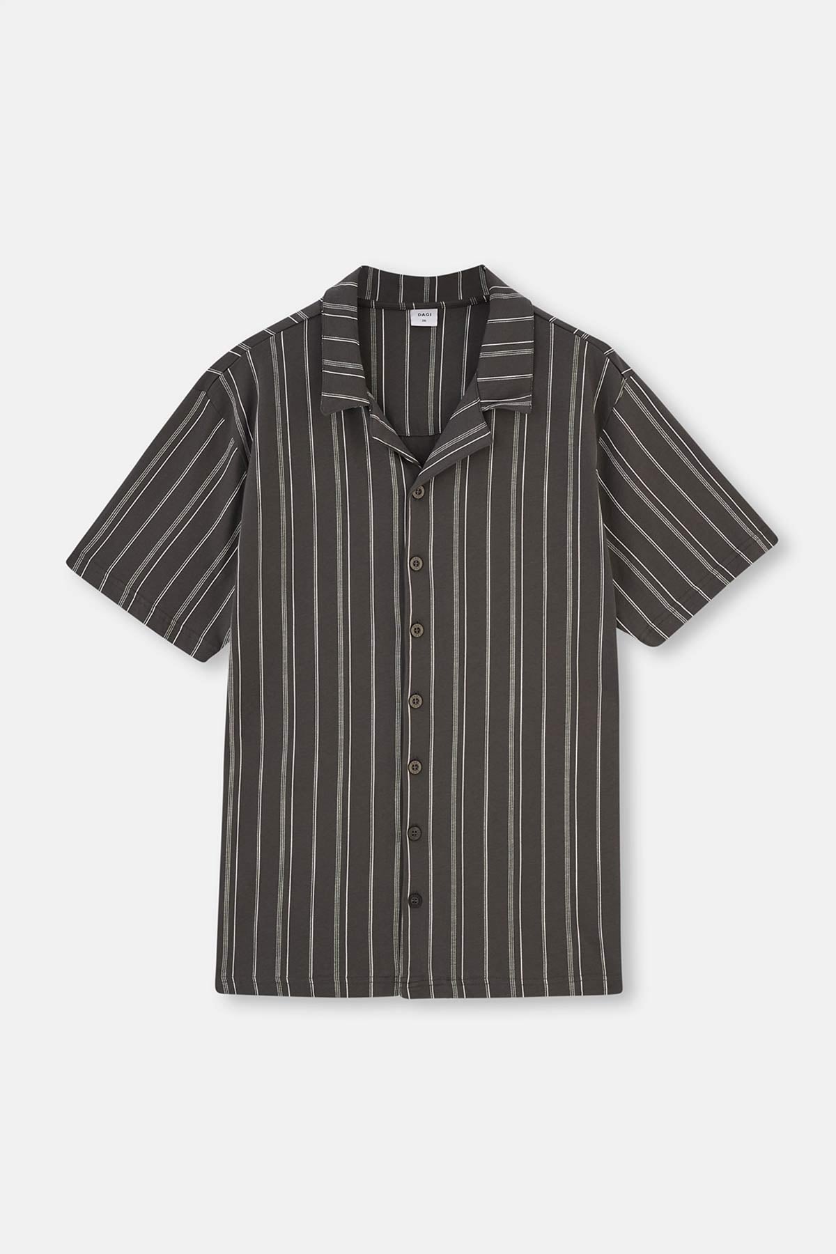ANTHRACITE SHIRT COLLAR STRIPED KNITTED PAJAMAS SUIT