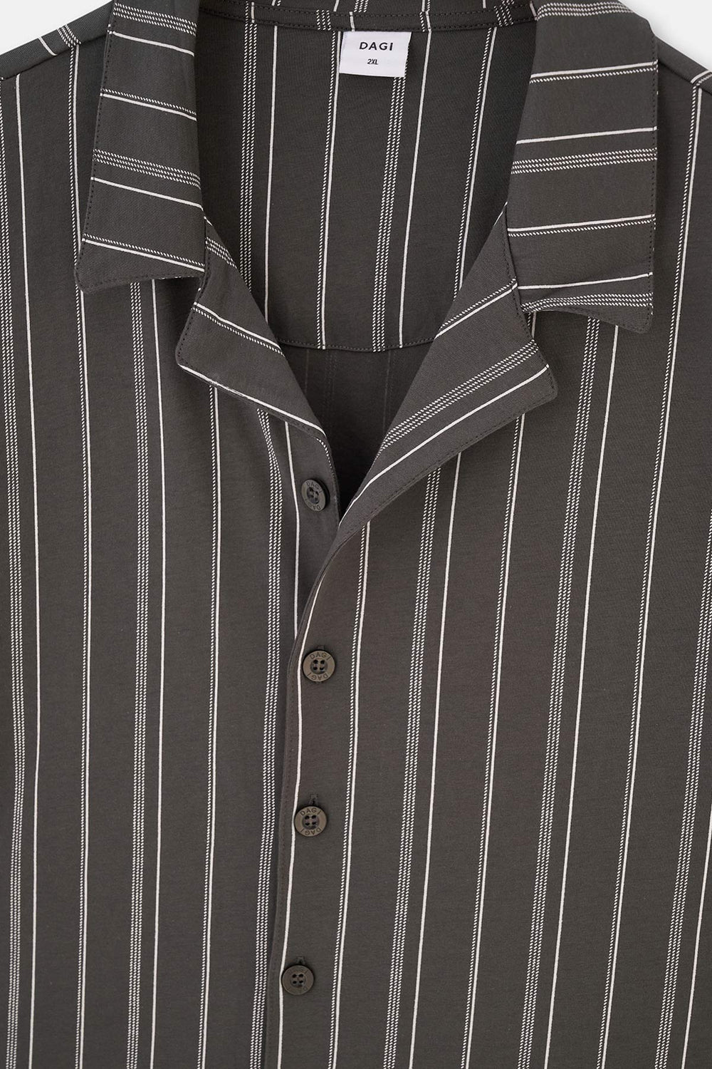 ANTHRACITE SHIRT COLLAR STRIPED KNITTED PAJAMAS SUIT