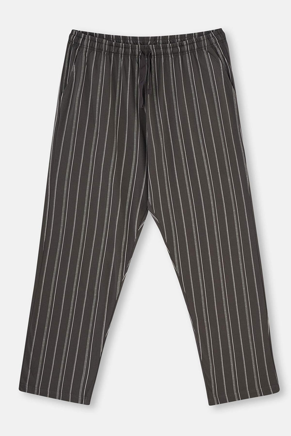 ANTHRACITE SHIRT COLLAR STRIPED KNITTED PAJAMAS SUIT