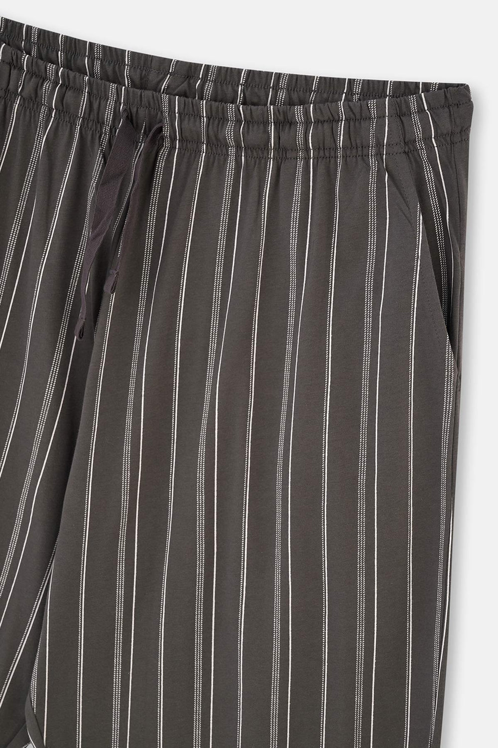 ANTHRACITE SHIRT COLLAR STRIPED KNITTED PAJAMAS SUIT